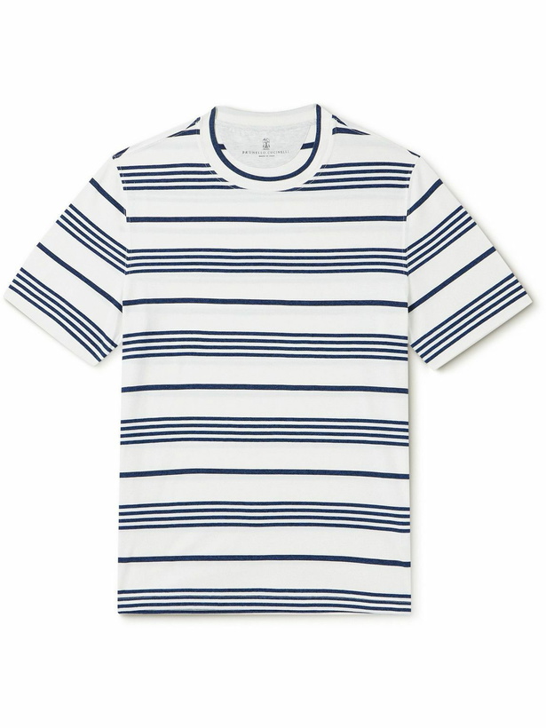 Photo: Brunello Cucinelli - Striped Cotton-Jersey T-Shirt - Unknown