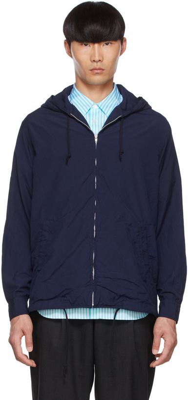 Photo: Comme des Garçons Homme Deux Navy Polyester Hoodie