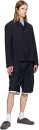 Jil Sander Navy Wool Poplin Blazer