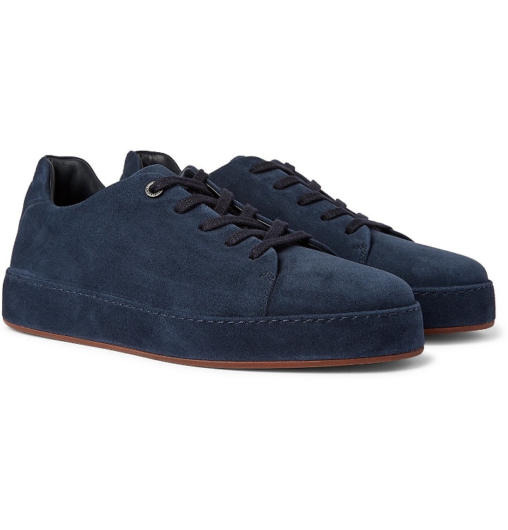 Photo: Loro Piana - Nuages Suede Sneakers - Blue