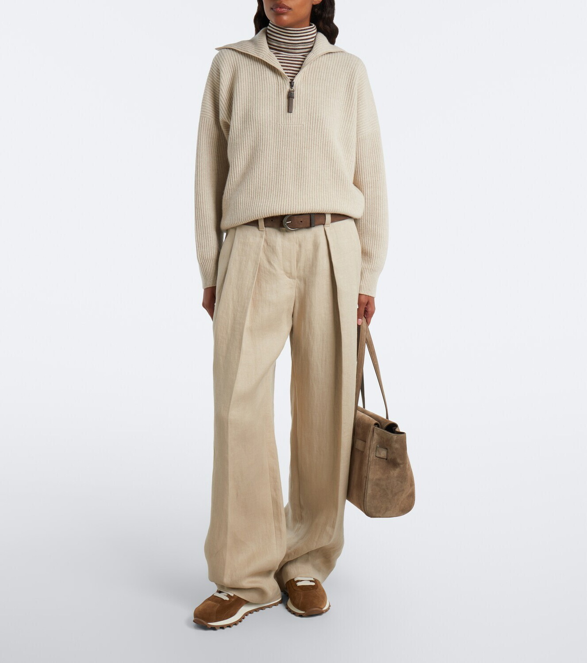 Brunello Cucinelli Monili shearling-lined suede sneakers