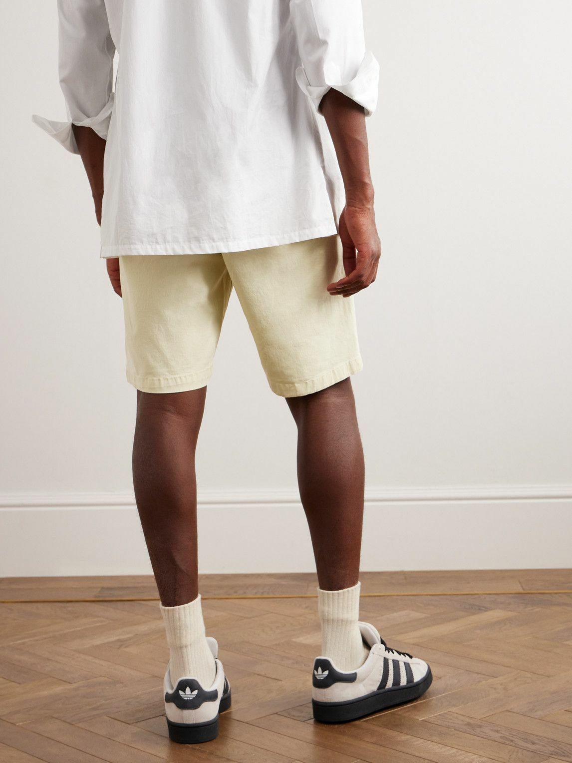 NN07 - Crown 1005 Straight-Leg Garment-Dyed Stretch-Cotton Twill Shorts ...