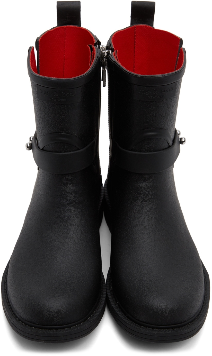 rag bone Black Moto Rain Boots Rag and Bone