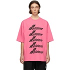 We11done Pink and Black Logo T-Shirt
