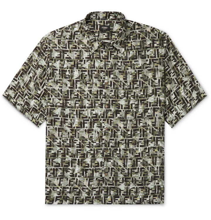 Photo: Fendi - Logo-Print Poplin Shirt - Green