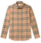 Burberry - Checked Cotton-Flannel Shirt - Neutrals