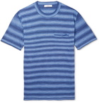 Mr P. - Striped Knitted Linen T-Shirt - Blue