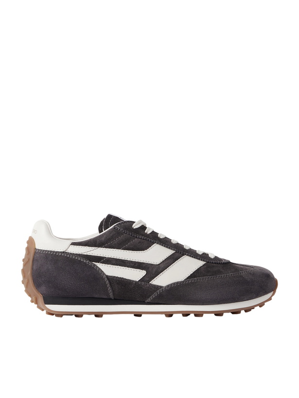 Photo: TOM FORD - Mick Leather-Trimmed Suede Sneakers - Gray