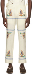 Bode SSENSE Exclusive Off-White Limited Edition Sailboat Side-Tie Trousers