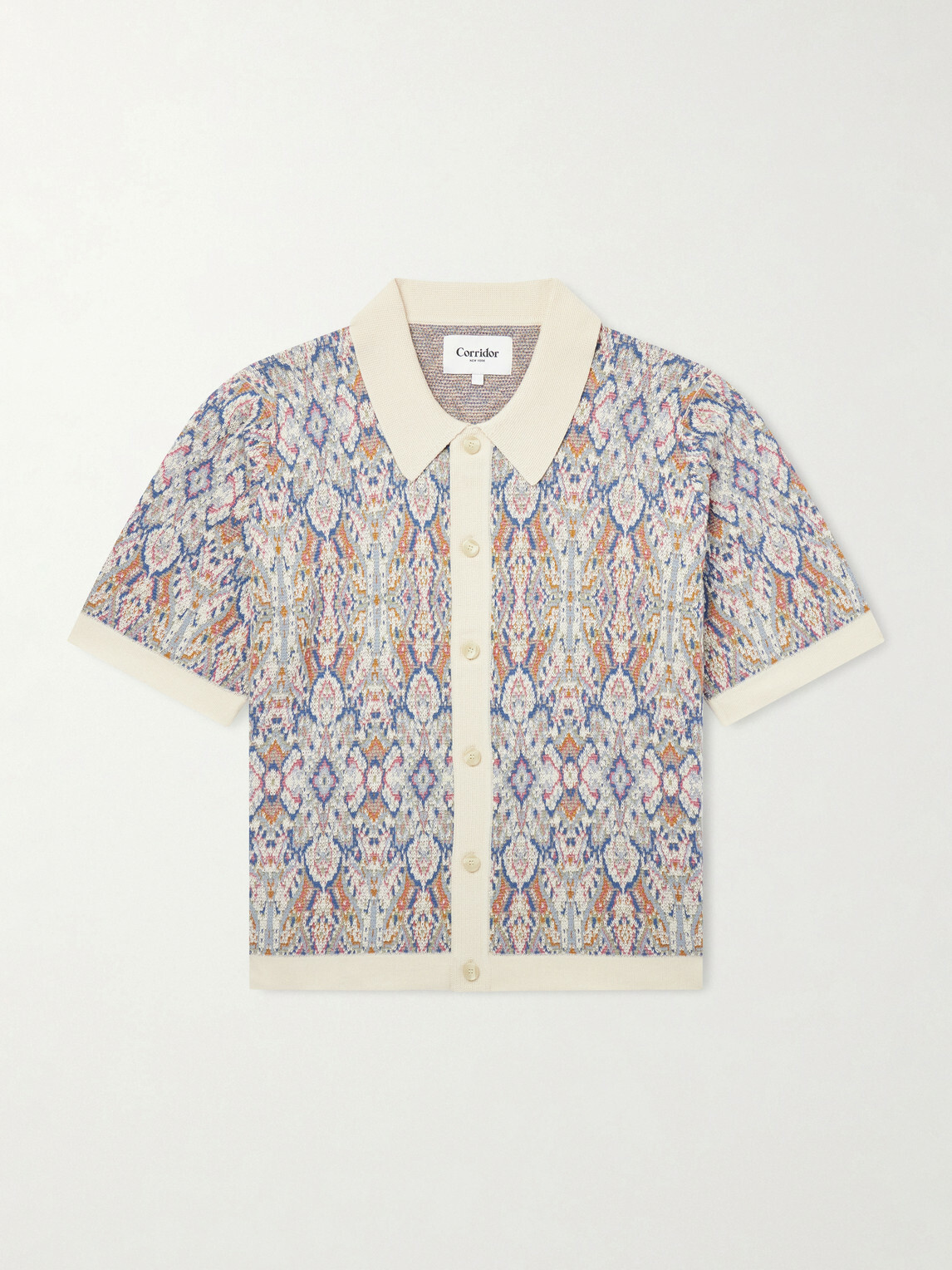 Corridor - Trance Jacquard-Knitted Cotton Shirt - Neutrals