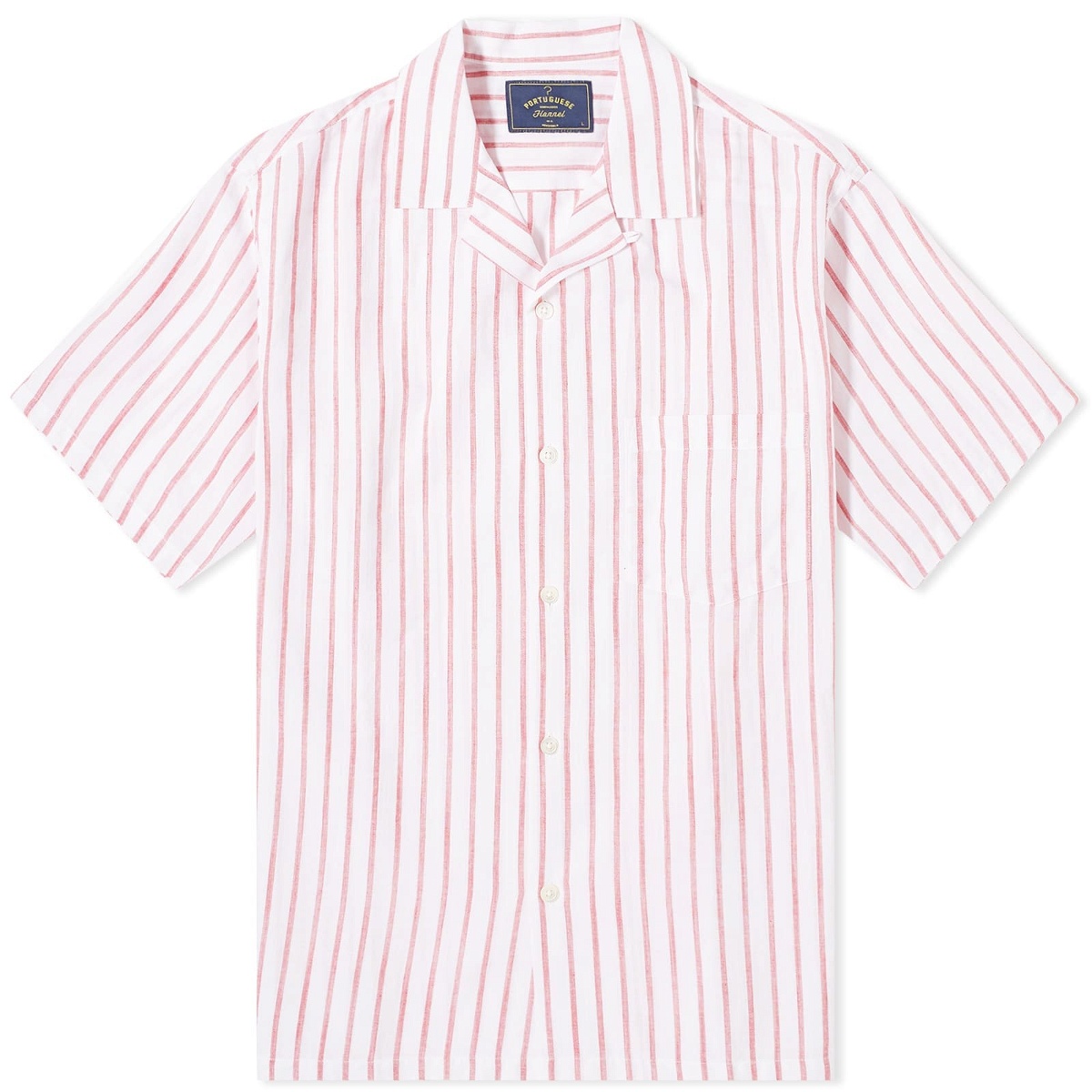 Photo: Portuguese Flannel Men's Beach Cabin Vacation Shirt in White/Red