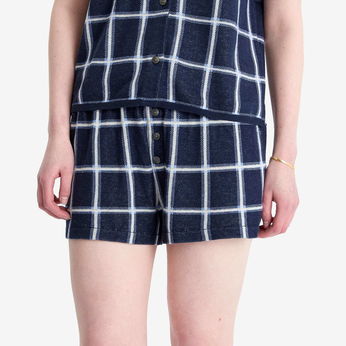 GUEST IN RESIDENCE Women's Picnic Plaid Shorts in Midnight Combo