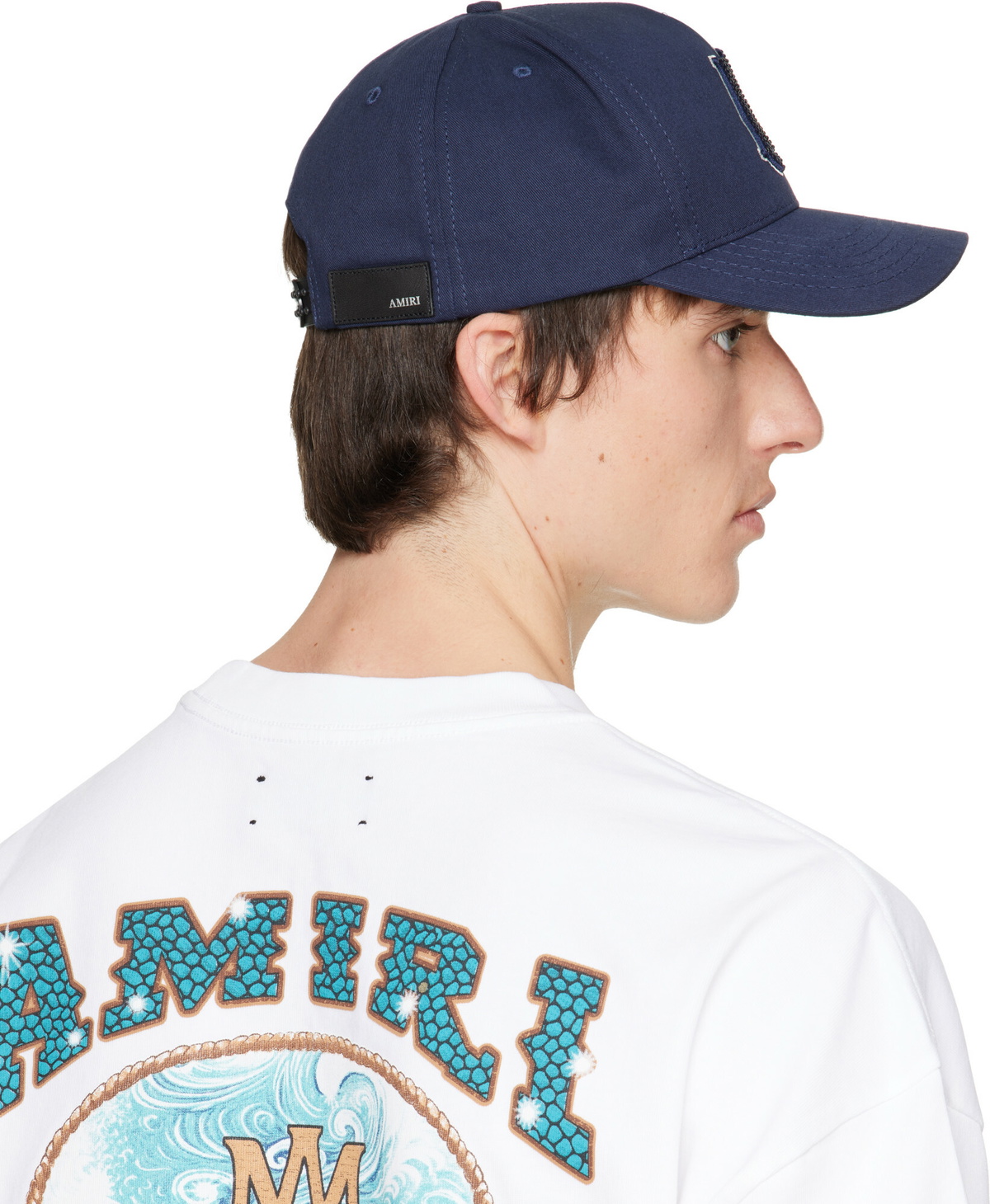 AMIRI Navy Crystal MA Outline Canvas Hat