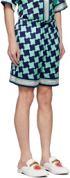 Casablanca Green & Navy Pool Tile Shorts