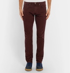 Incotex - Slim-Fit Stretch-Cotton Corduroy Trousers - Men - Burgundy