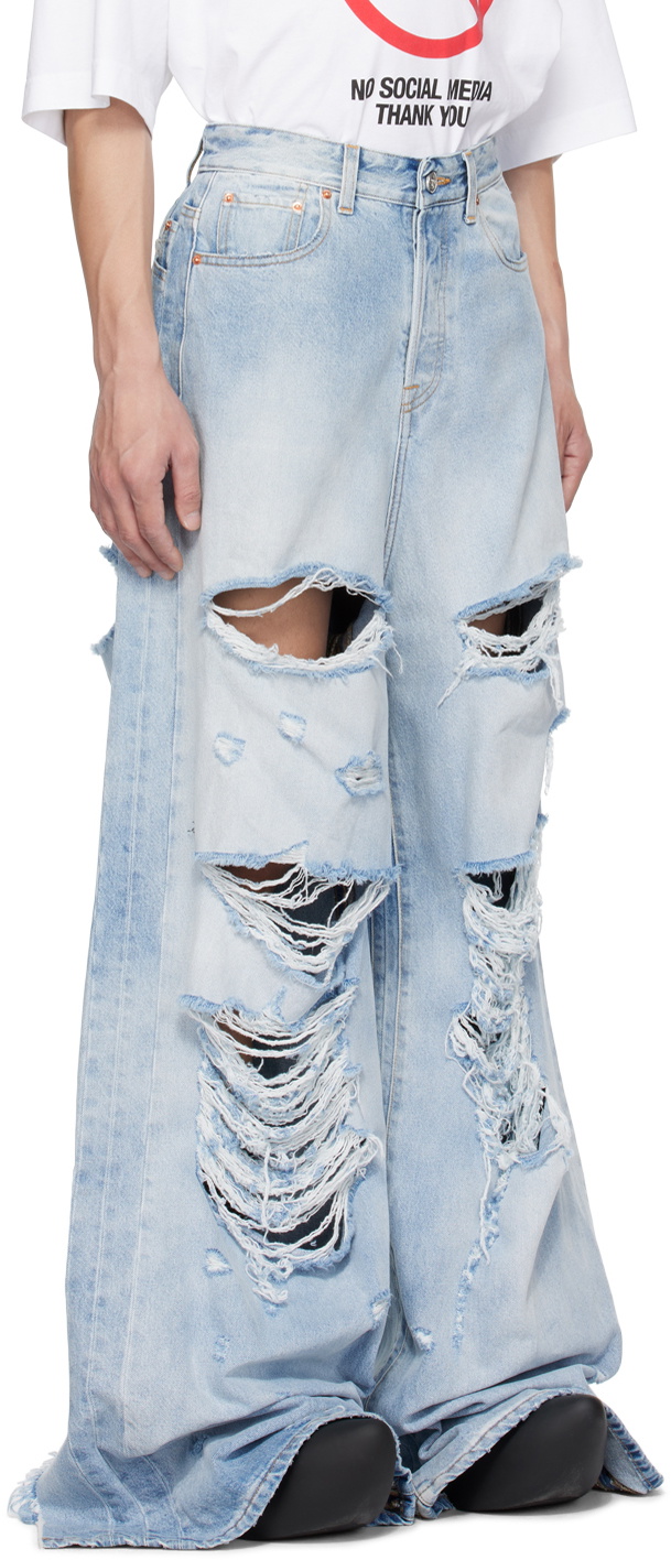 パンツ VETEMENTS DESTROYRD JEANS パンツ VETEMENTS DESTROYRD JEANS VETEMENTS Blue Destroyed Jeans