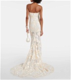 Rotate Bridal Alberty floral-appliqué mesh gown
