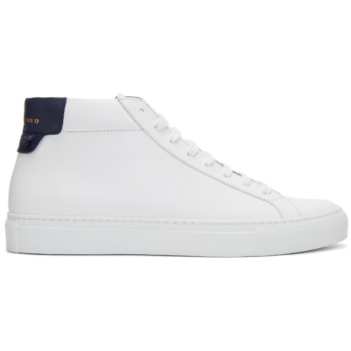 Photo: Givenchy White and Navy Urban Knots Mid-Top Sneakers 