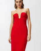 Pinko Evening Midi Dress With Contoured Neckline Lively Red