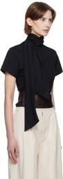 AARON ESH Black Tied Neck T-shirt