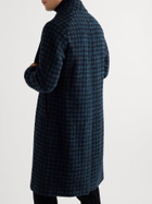 MP Massimo Piombo - Robbie Shawl-Collar Double-Breasted Houndstooth Alpaca-Blend Coat - Blue