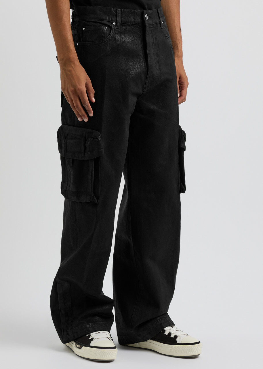 Amiri M65 Coated Wide-leg Cargo Jeans Black Amiri