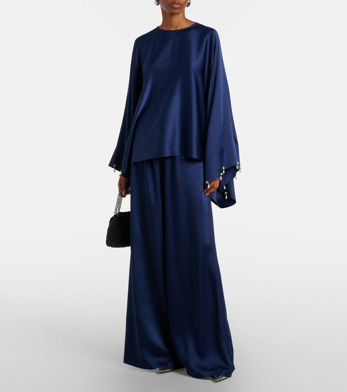 Stella McCartney Faux pearl-embellished satin top Stella McCartney