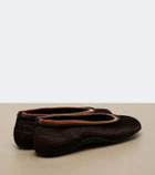 Dries Van Noten Leather-trimmed velvet ballet flats