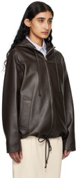 Bottega Veneta Brown Hooded Leather Jacket