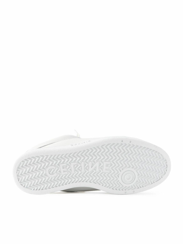 Photo: CELINE - Logo-Embroidered Mesh-Panelled Leather Sneakers - White