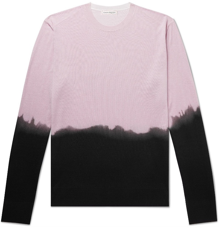 Photo: ALEXANDER MCQUEEN - Slim-Fit Dip-Dyed Silk Sweater - Pink