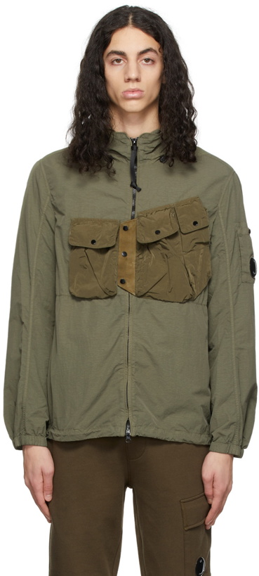 Photo: C.P. Company Khaki Flatt Nylon Hooded Jacket