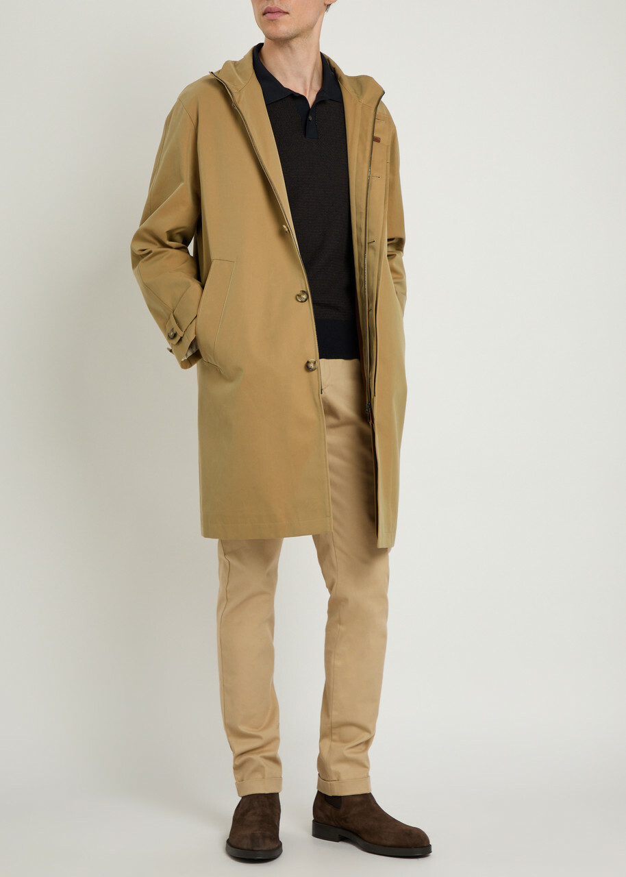 Tods Cotton Trench Coat Beige