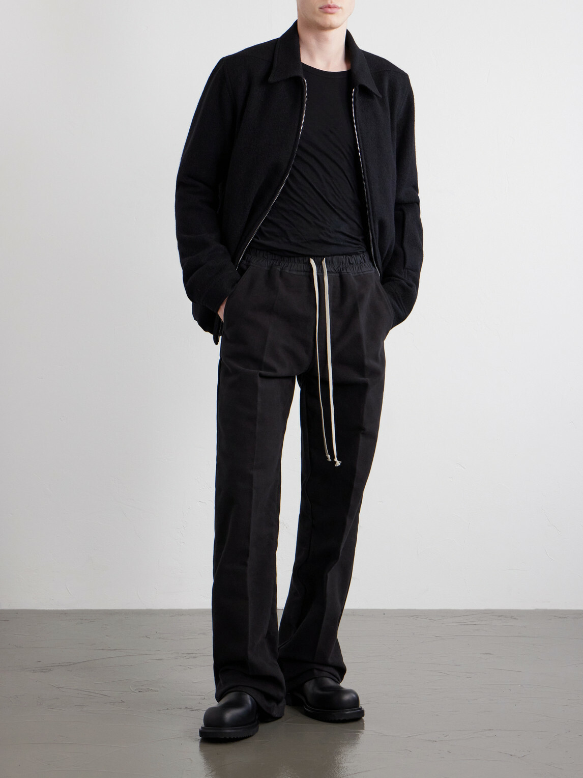 Rick Owens - Dietrich Straight-Leg Cotton-Twill Drawstring Trousers - Black