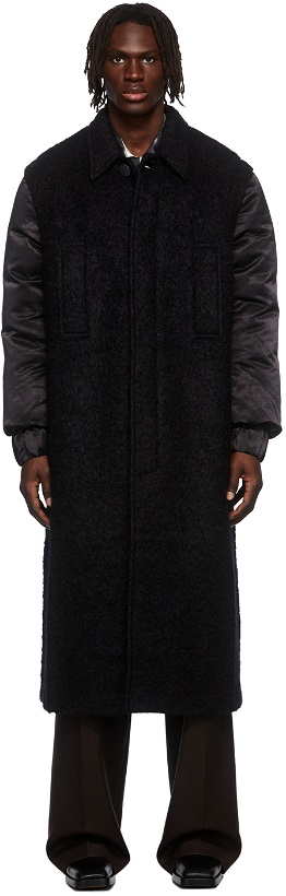 Photo: Sean Suen Black Insulated Alpaca & Mohair Coat