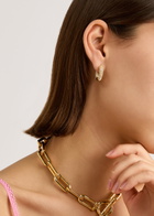 Timeless Pearly Crystal-embellished 24kt Gold-plated Hoop Earrings - One Size