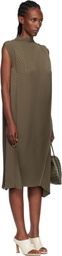 ISSEY MIYAKE Khaki Soft Fold Pleats Midi Dress