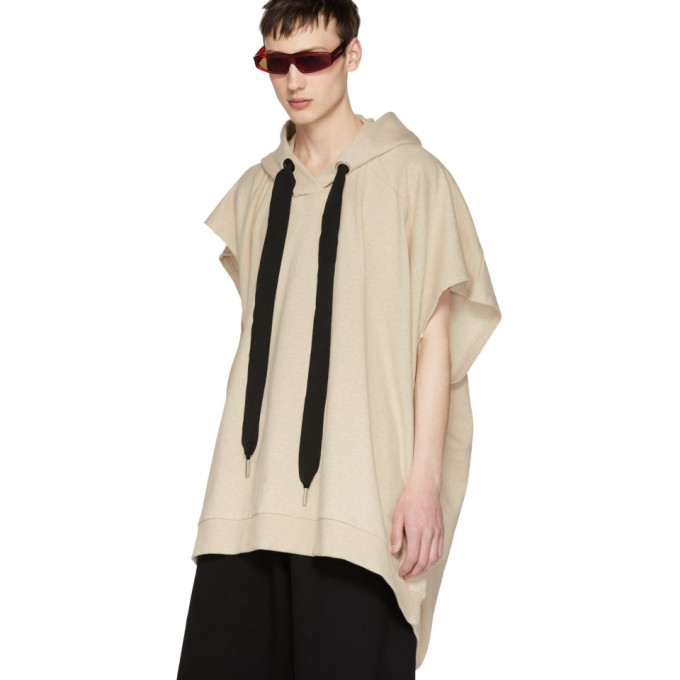 Marques Almeida Beige Asymmetric Single-Sleeve Hoodie