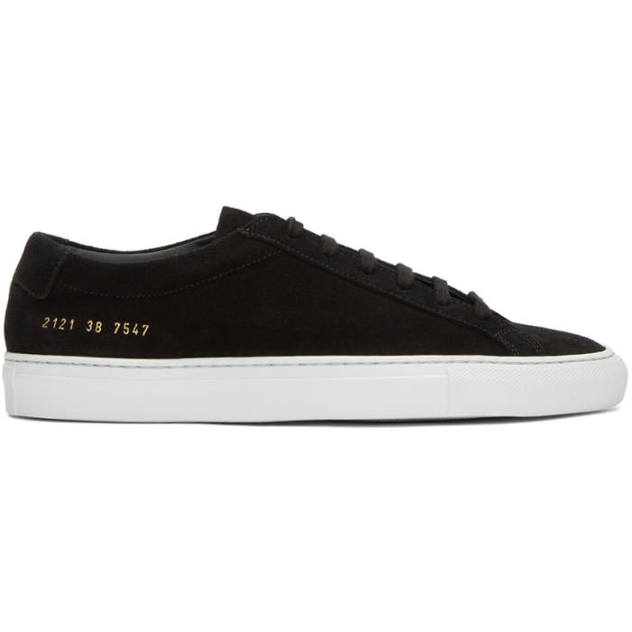 Photo: Common Projects Black and White Suede Original Achilles Low Sneakers 