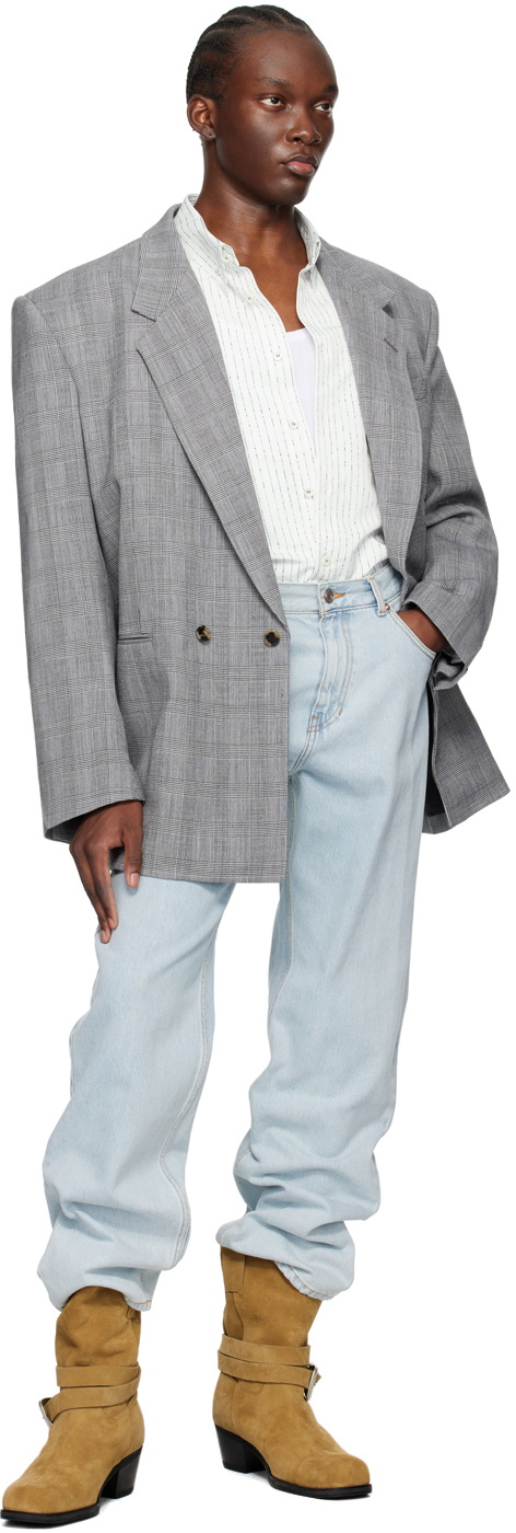 Recto Black & White Glen Check Blazer Recto