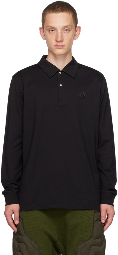 Photo: Moncler Black Patch Long Sleeve Polo