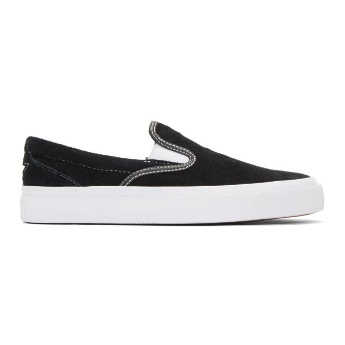 Photo: Converse Black Suede One Star Slip-On Sneakers