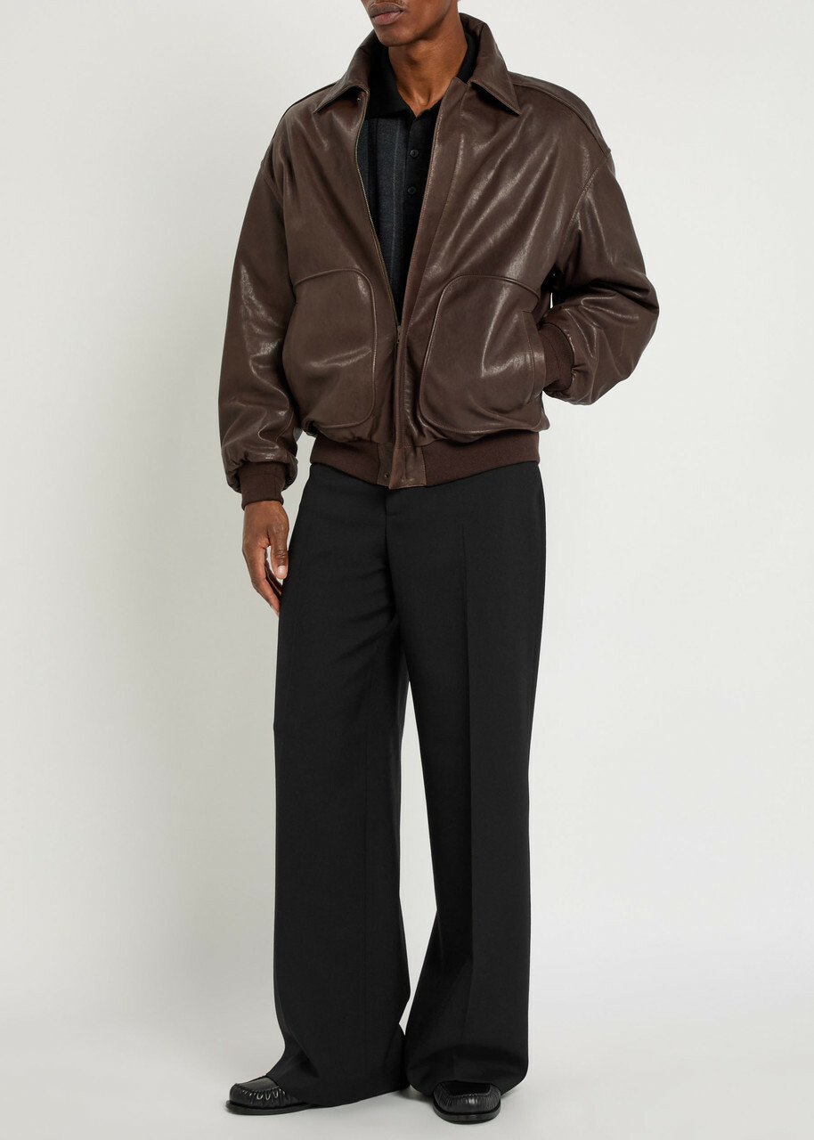Calvin Klein Straight-leg Wool Trousers Black
