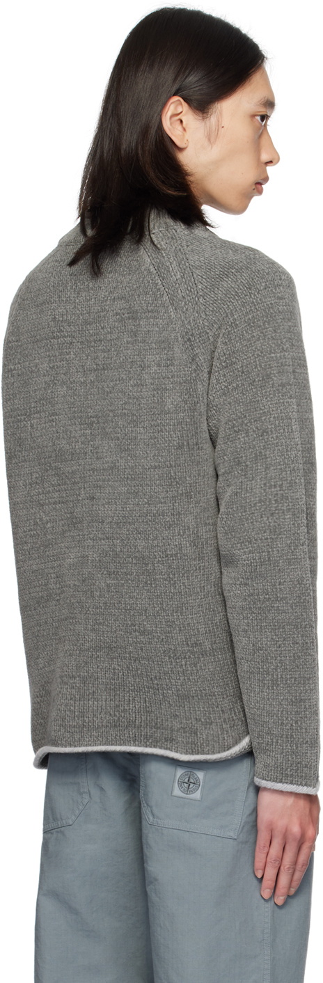 Stone Island Gray Mock Neck Sweater