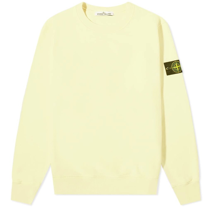 Photo: Stone Island Men's Brushed Cotton Crew Neck Sweat in Lemon