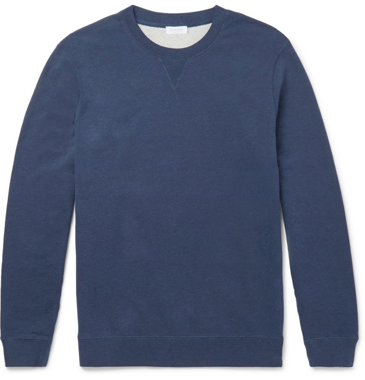 Photo: Sunspel - Brushed Loopback Cotton-Jersey Sweatshirt - Men - Navy