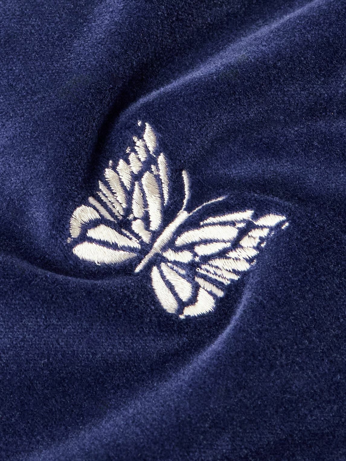 Needles - Logo-Embroidered Striped Cotton-Blend Velour Track Jacket - Blue