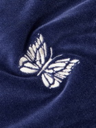 Needles - Logo-Embroidered Striped Cotton-Blend Velour Track Jacket - Blue