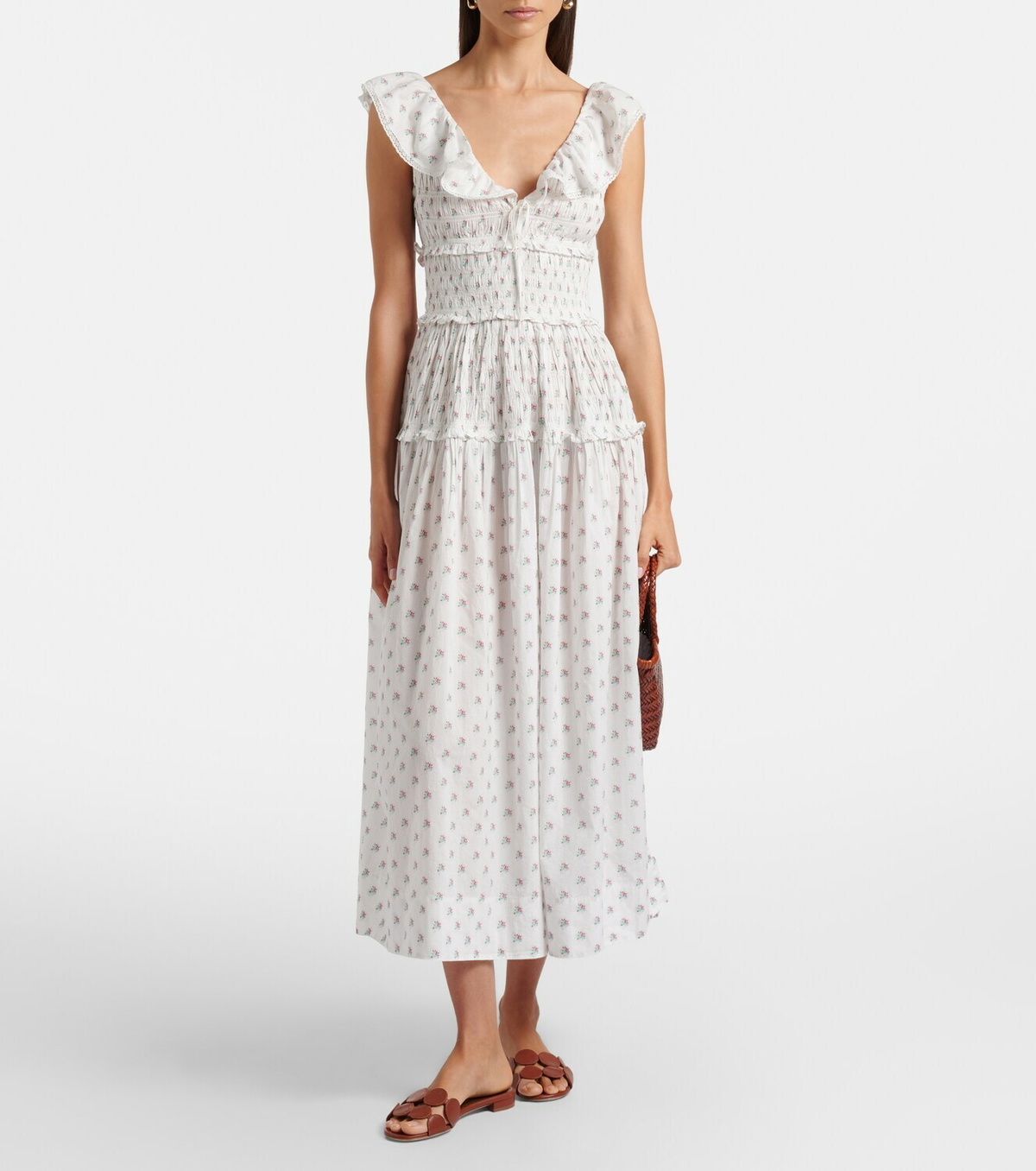 Dôen Sorina floral cotton midi dress
