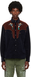 kolor Navy & Brown Western Shirt